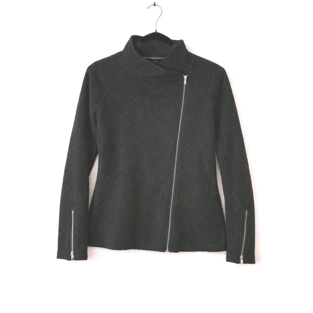 Eileen Fisher Mohair Sweater Medium Moto Jacket  Zip Minimalist Quiet Luxury